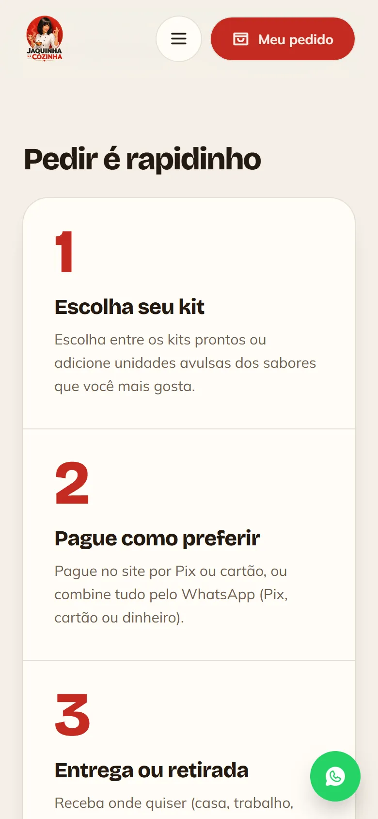 Como pedir no site da Jaquinha na Cozinha: escolher o kit, pagar e receber