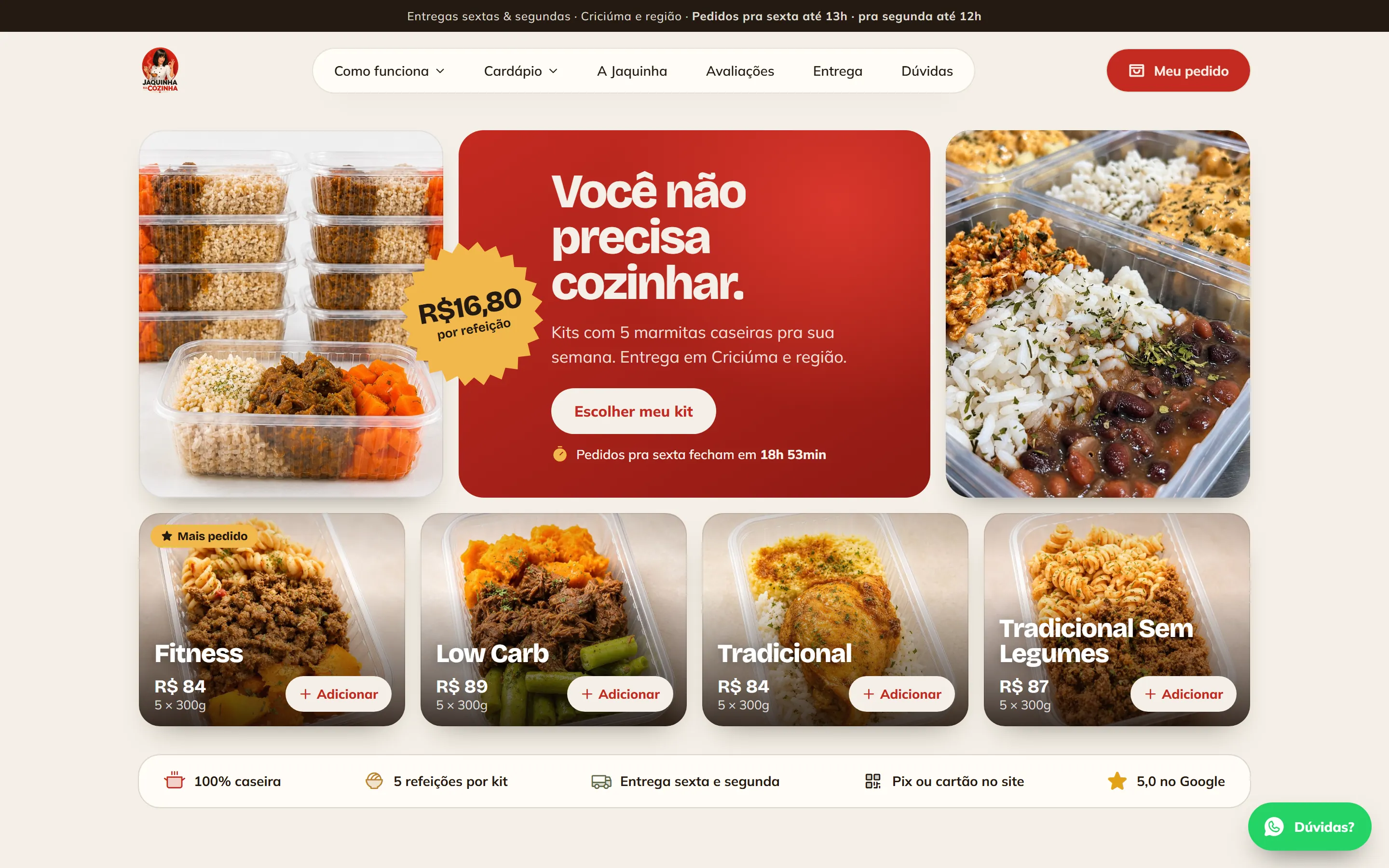 Site Jaquinha na Cozinha, feito pela Luzzeo